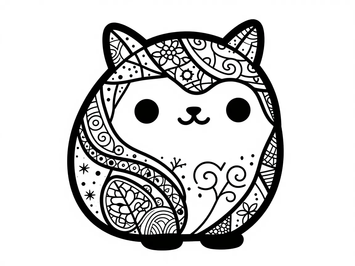 Decorative pattern and zentangle style fantasy animals