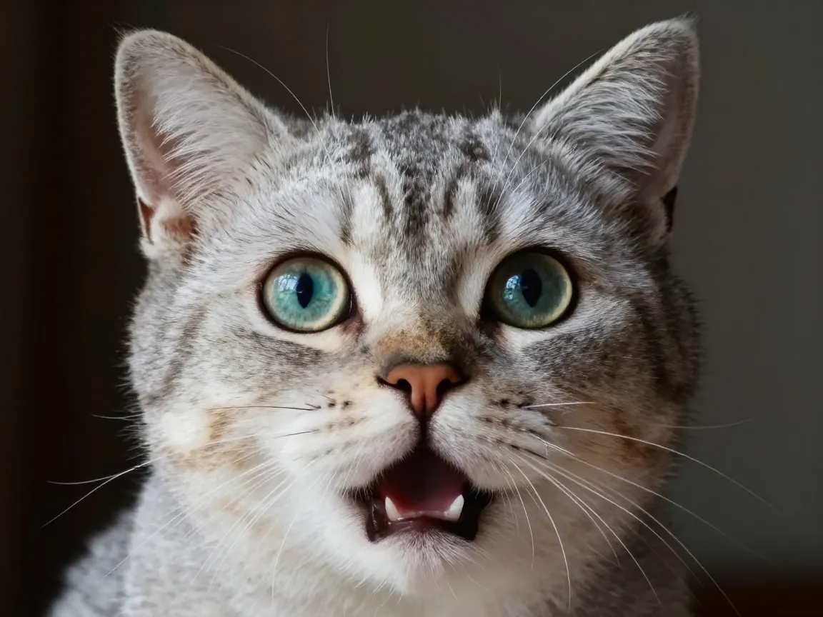 Wide eyed surprise cat