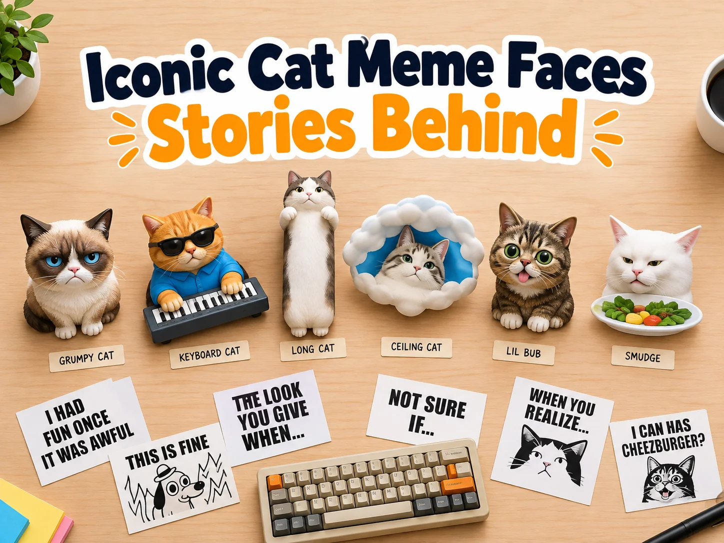 Iconic cat meme faces stories behind