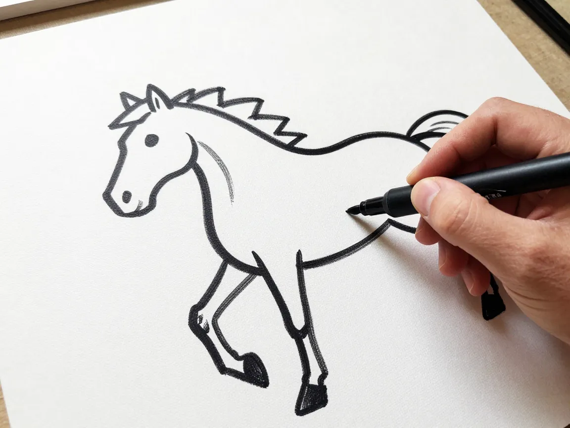 The snapchat style quick sketch horse outline