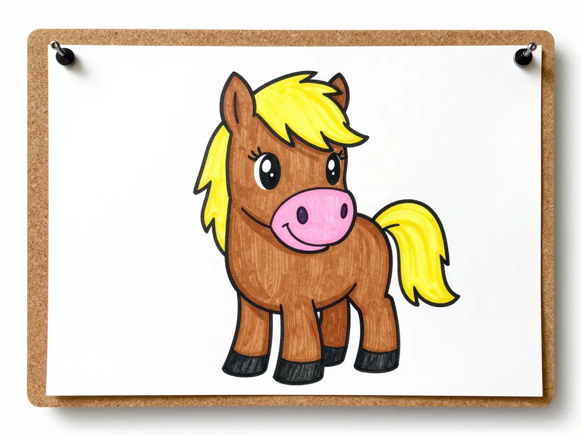 Helloartsys nine step cartoon horse with playful coloring