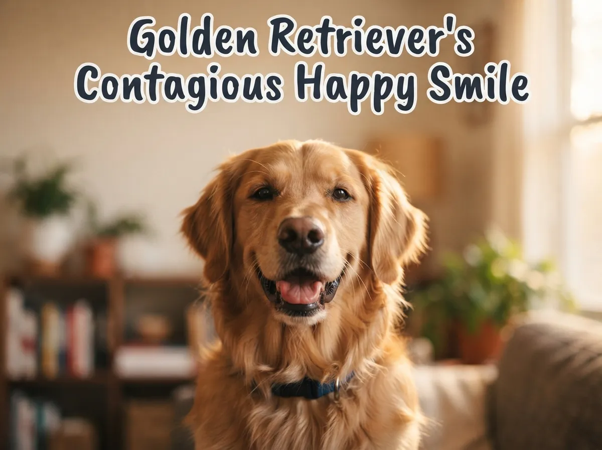 Golden retrievers contagious happy smile