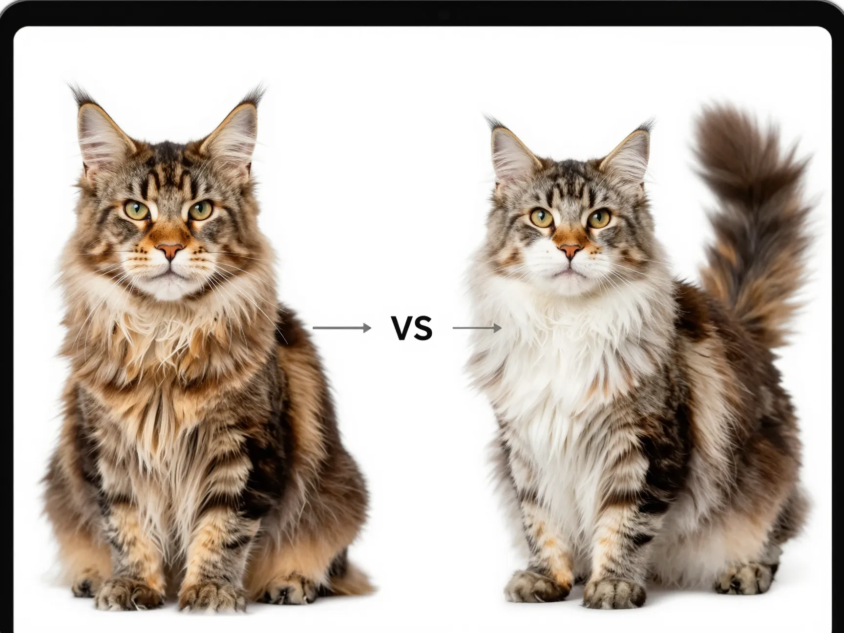 The coat ear and tail trait comparison chart