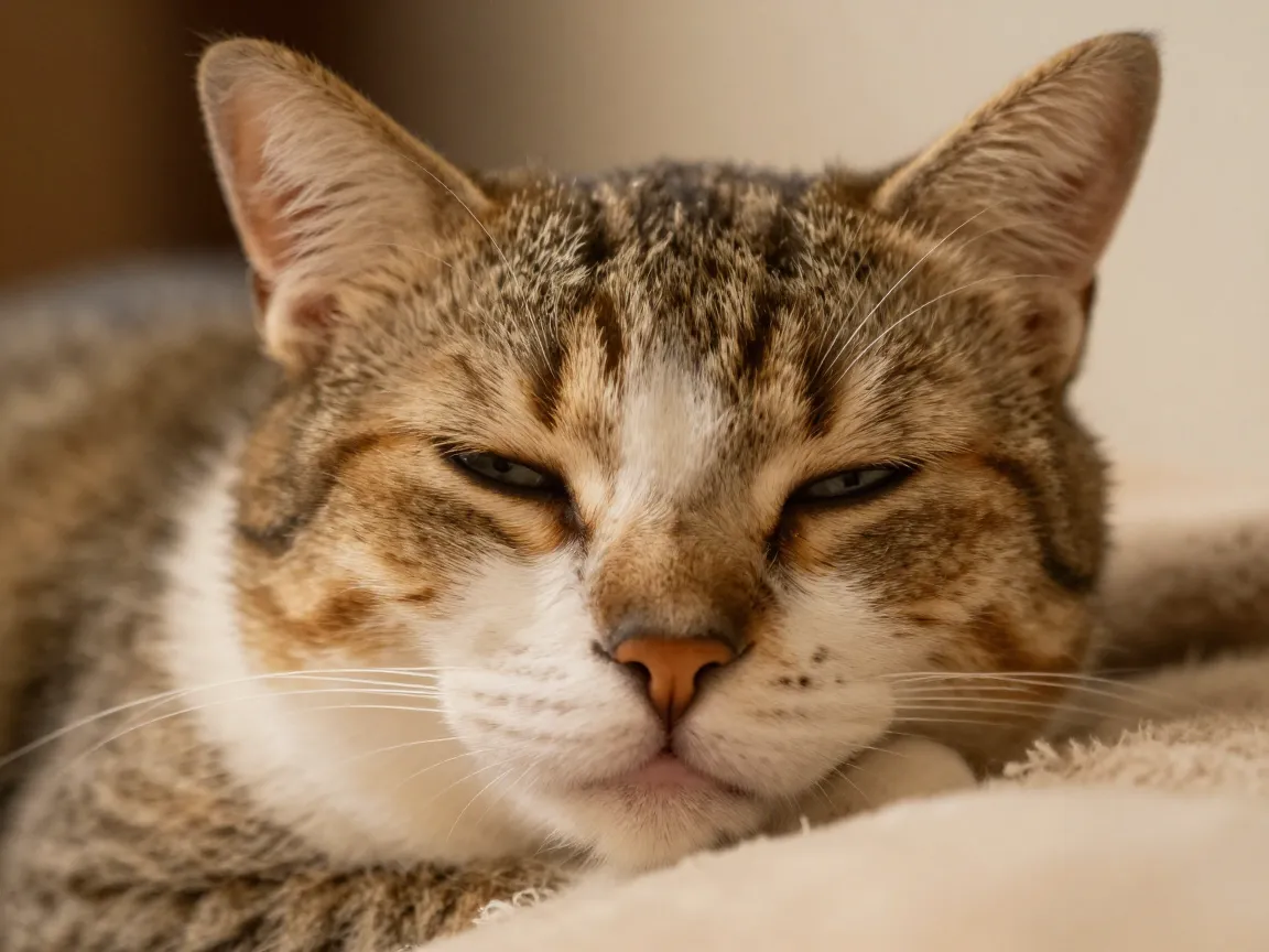 The sleepy squint cat