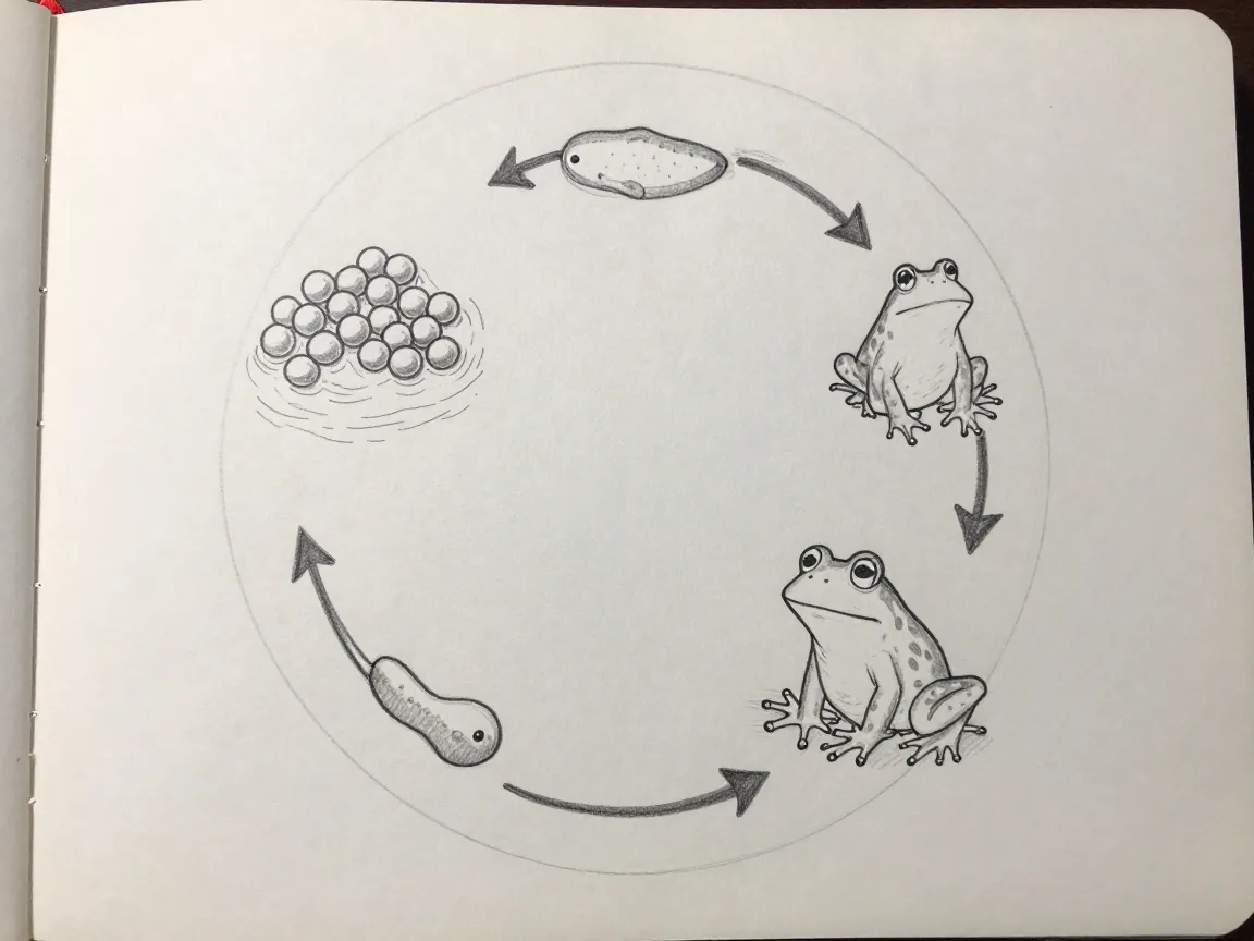 Frog life cycle diagram sketch