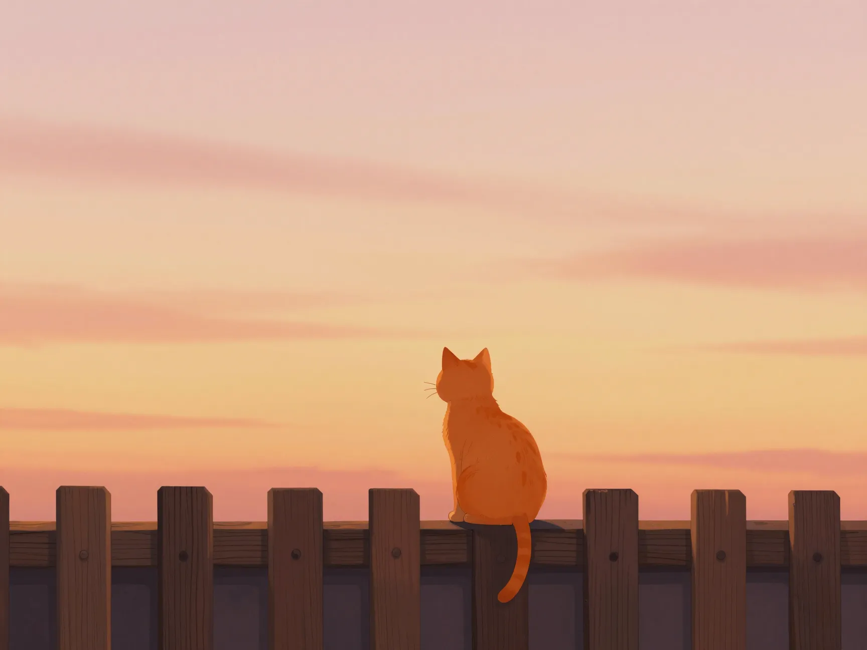 Sunset silhouette orange cat