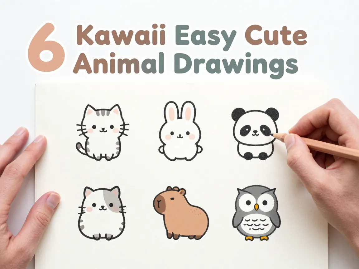 6 kawaii easy cute animal drawings