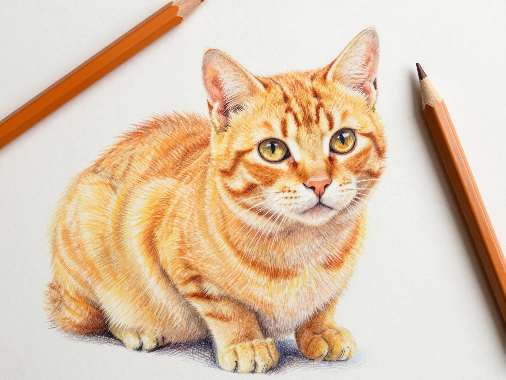 The layered colored pencil portrait