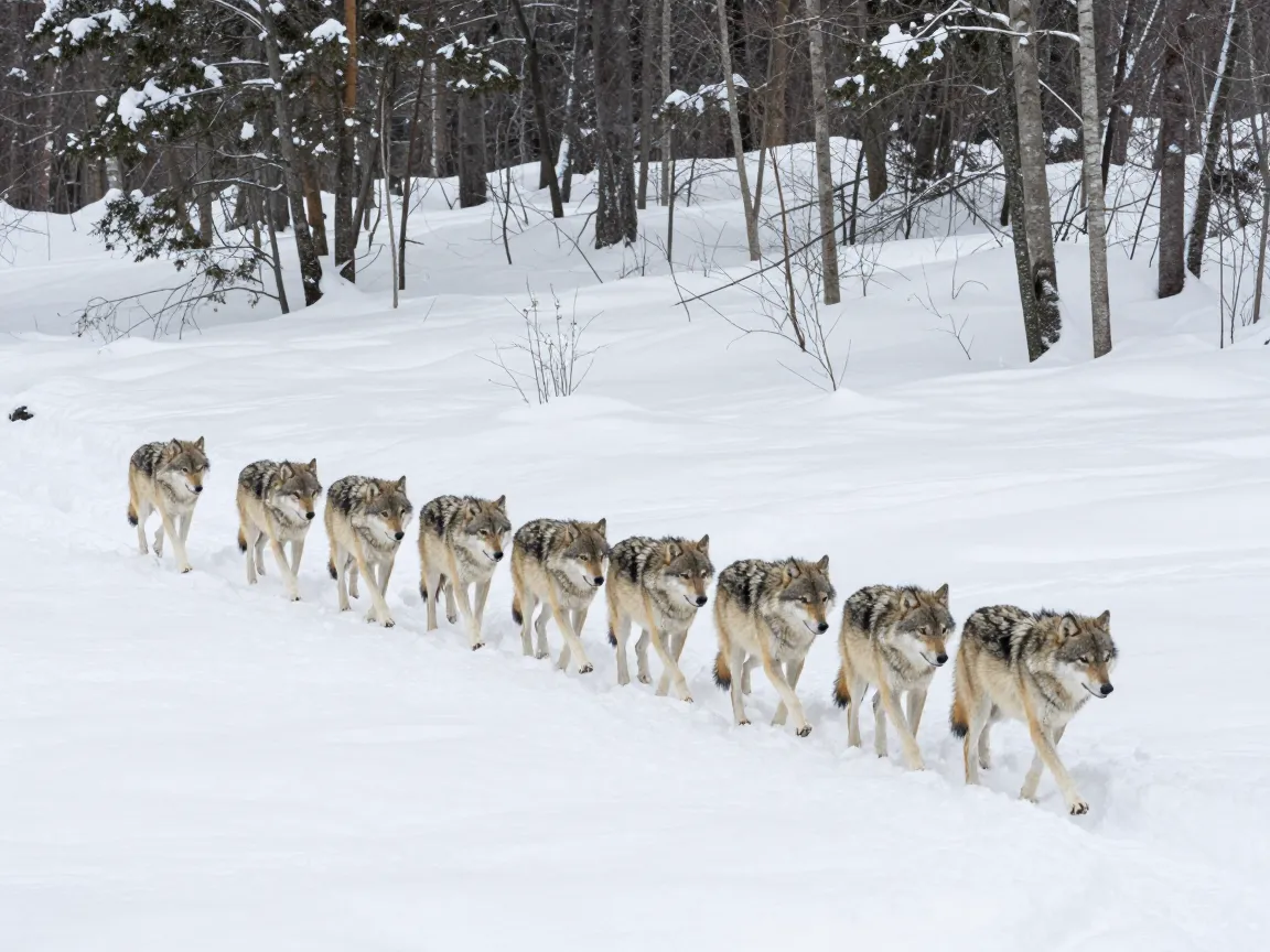 The single file snow walk leadership meme