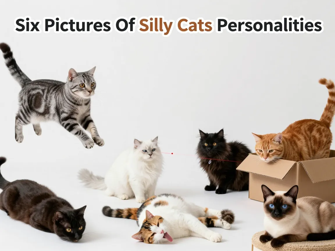 Six pictures of silly cats personalities