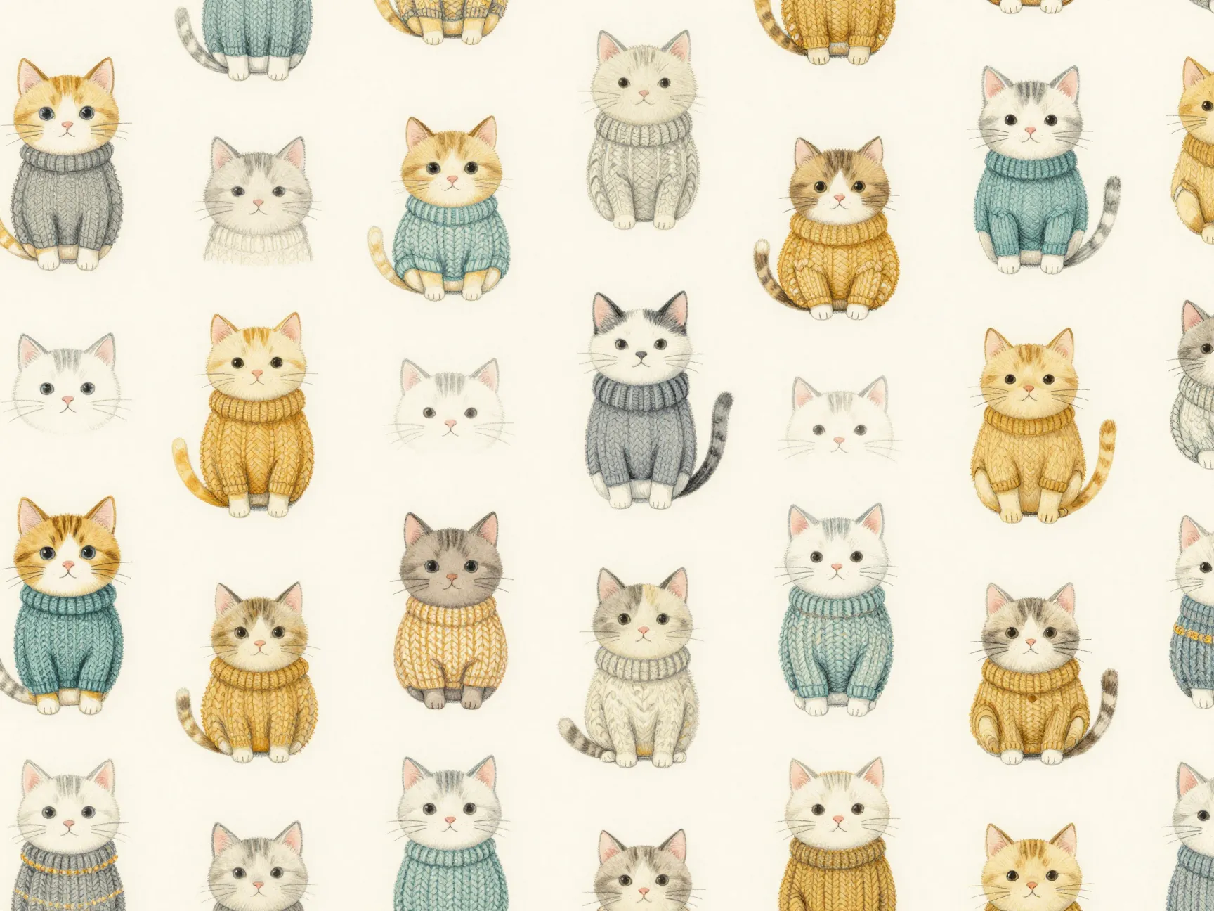 1 cats in jumpers doodle pattern