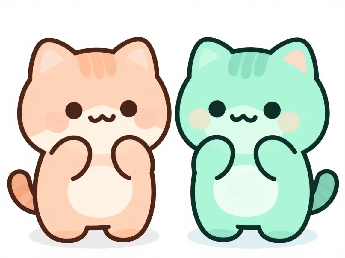 Classic cartoon cat duo in coordinated colors