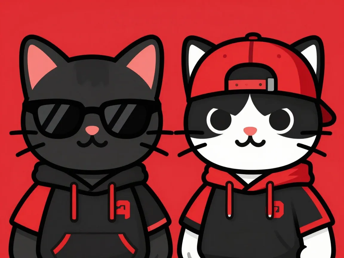 Sunglasses and cap cool cats