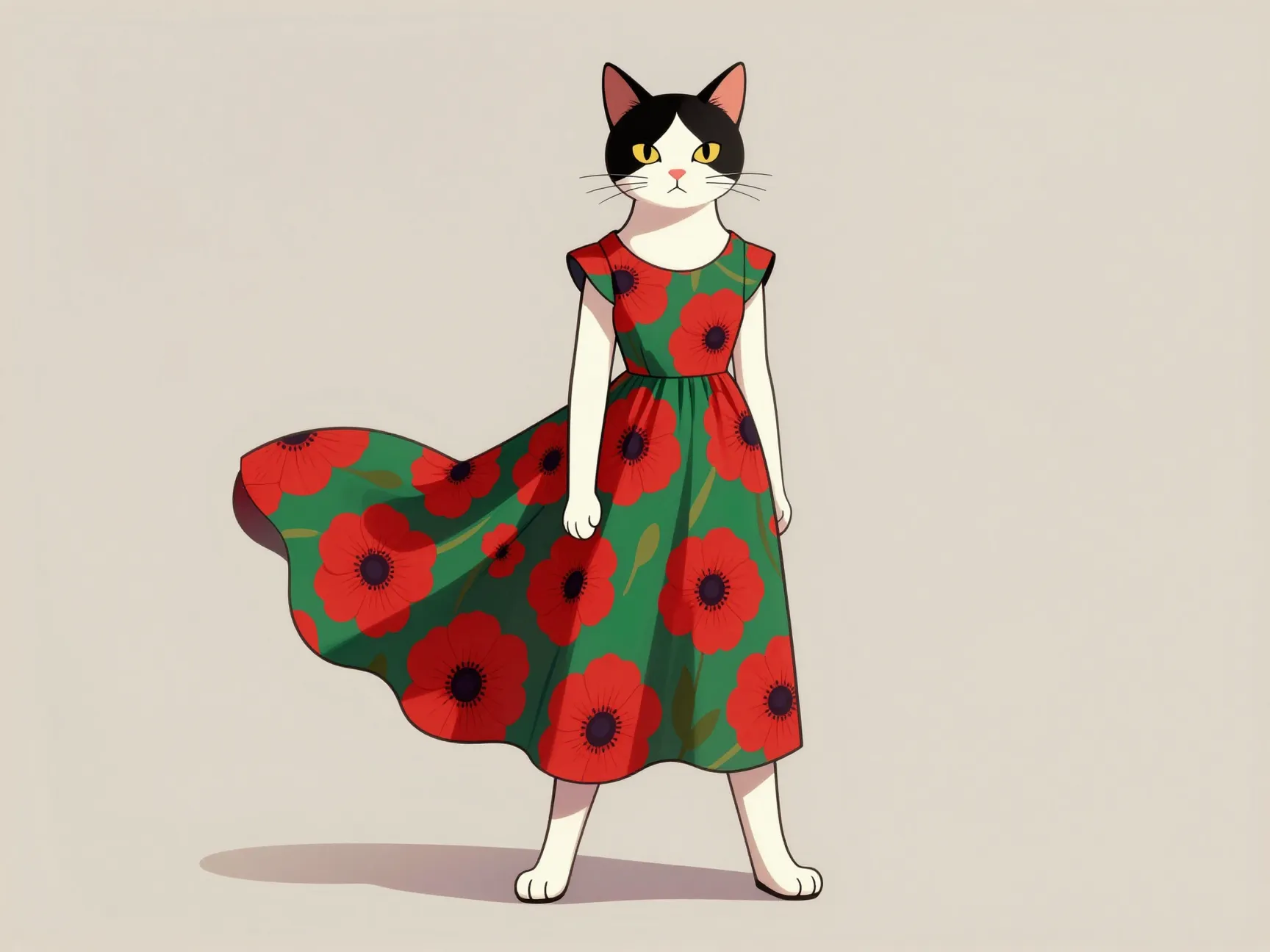 4 stylish cat with poppy dress