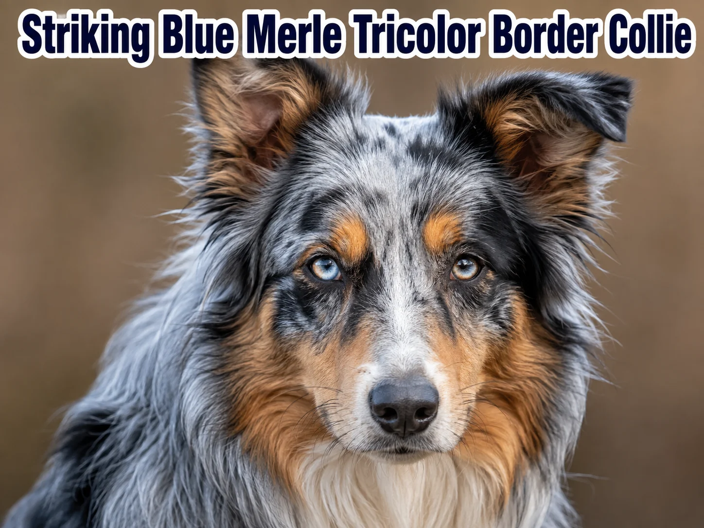 Striking blue merle tricolor border collie