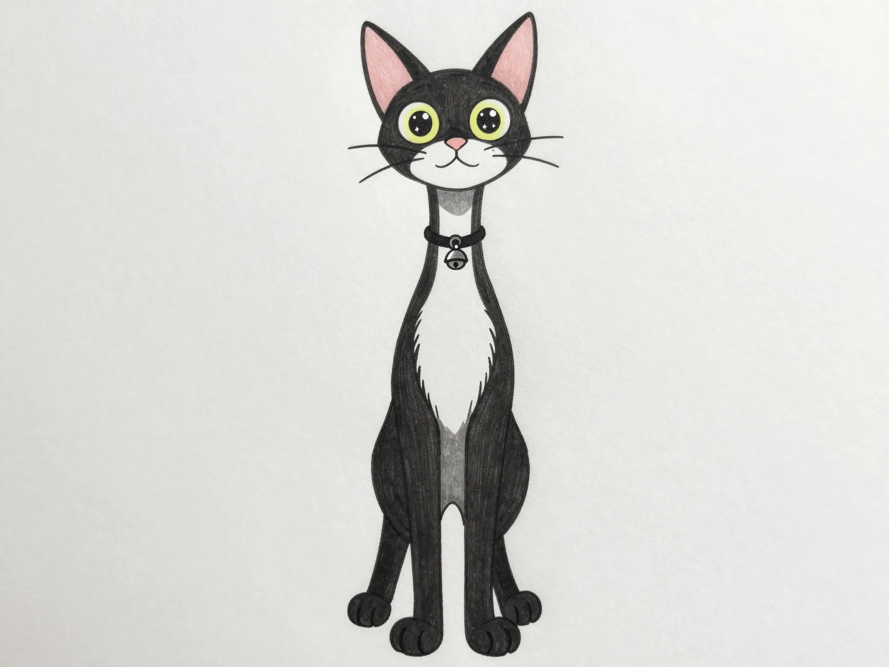 3 tall stylized cat with sparkling eyes