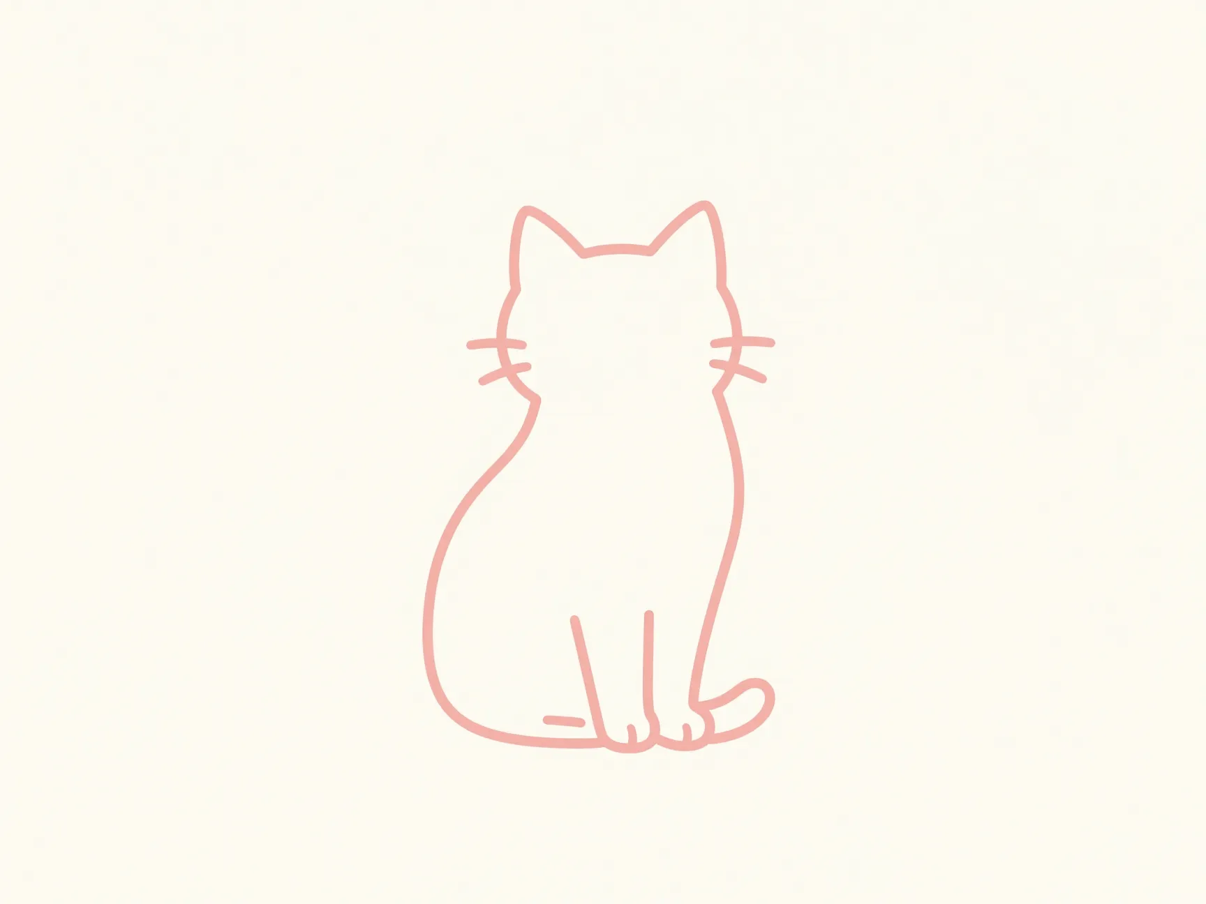 Pink aesthetic minimalist line art cat