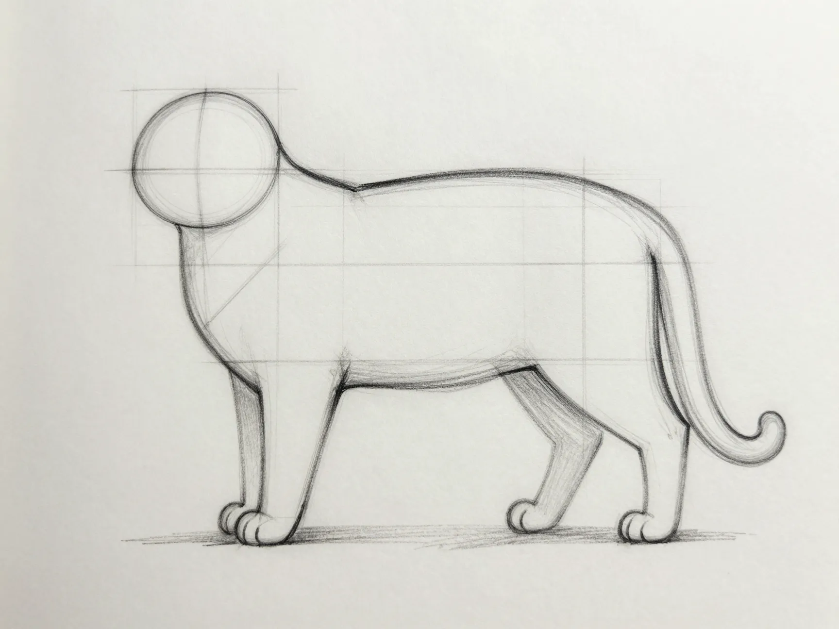 5 construction line cat from rectangles and ovals