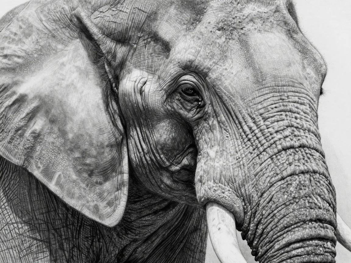 The elephants textured skin