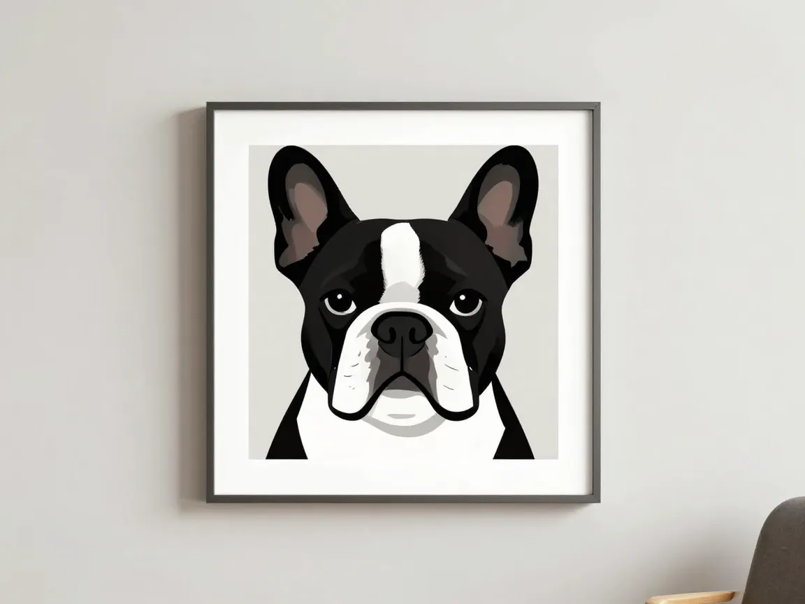 Bauhaus inspired french bulldog wall art