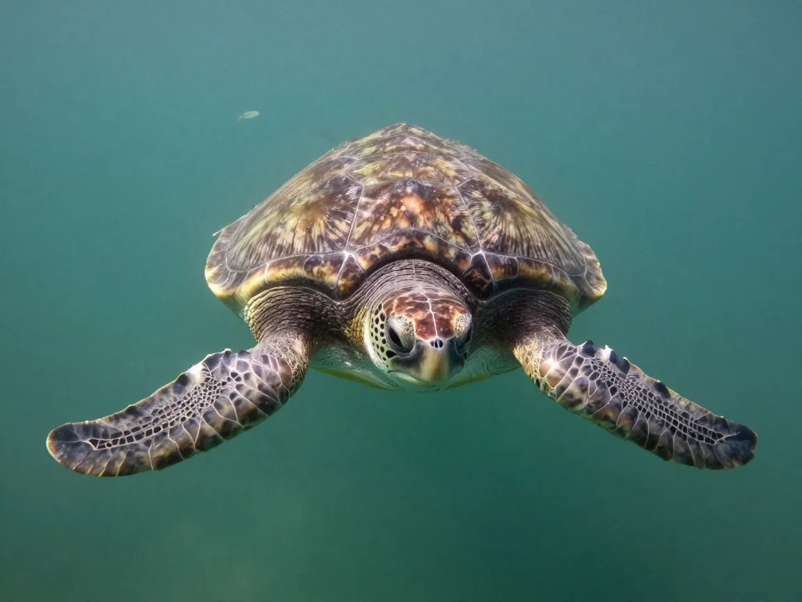 Sea turtle mastering the domed shell silhouette