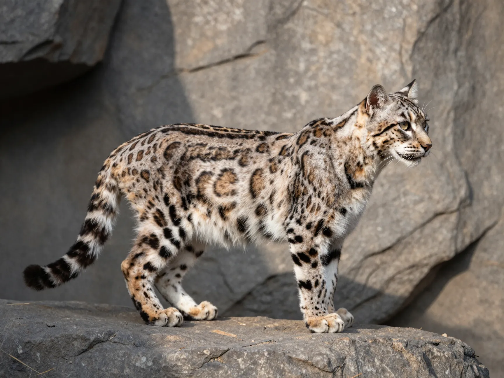 High contrast rosetted or marbled patterns with a miniature snow leopard look