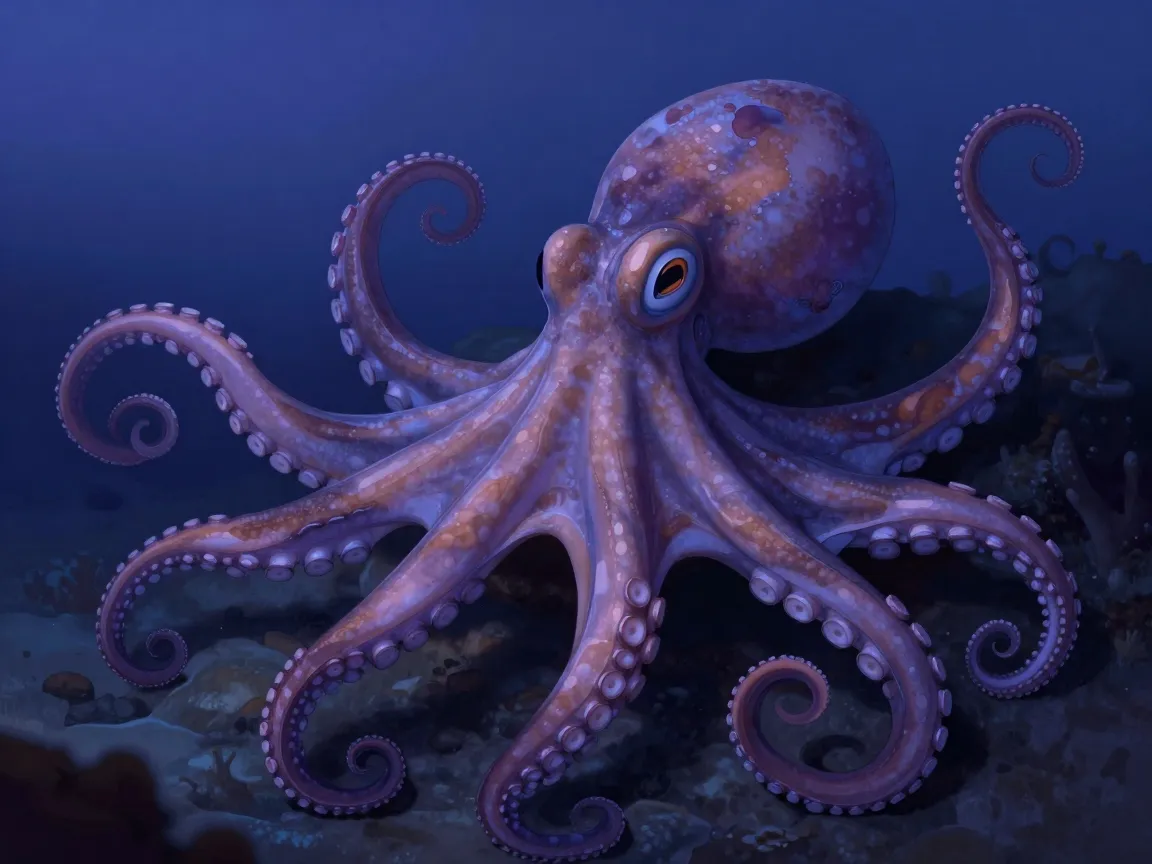 Octopus building confidence with tentacles