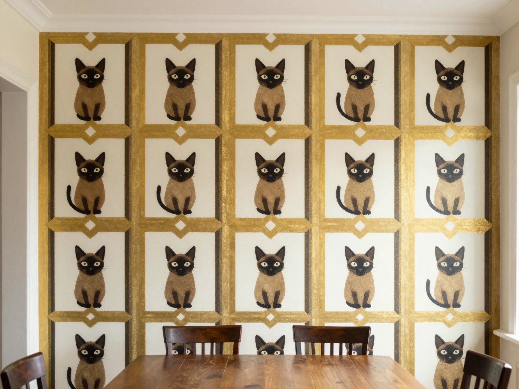 Art deco geometric siamese pattern