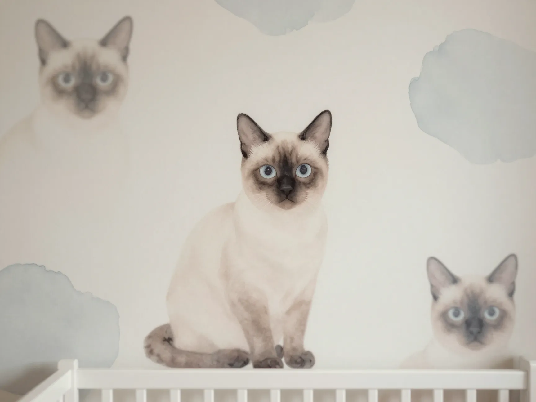 Soft watercolor siamese wallpaper