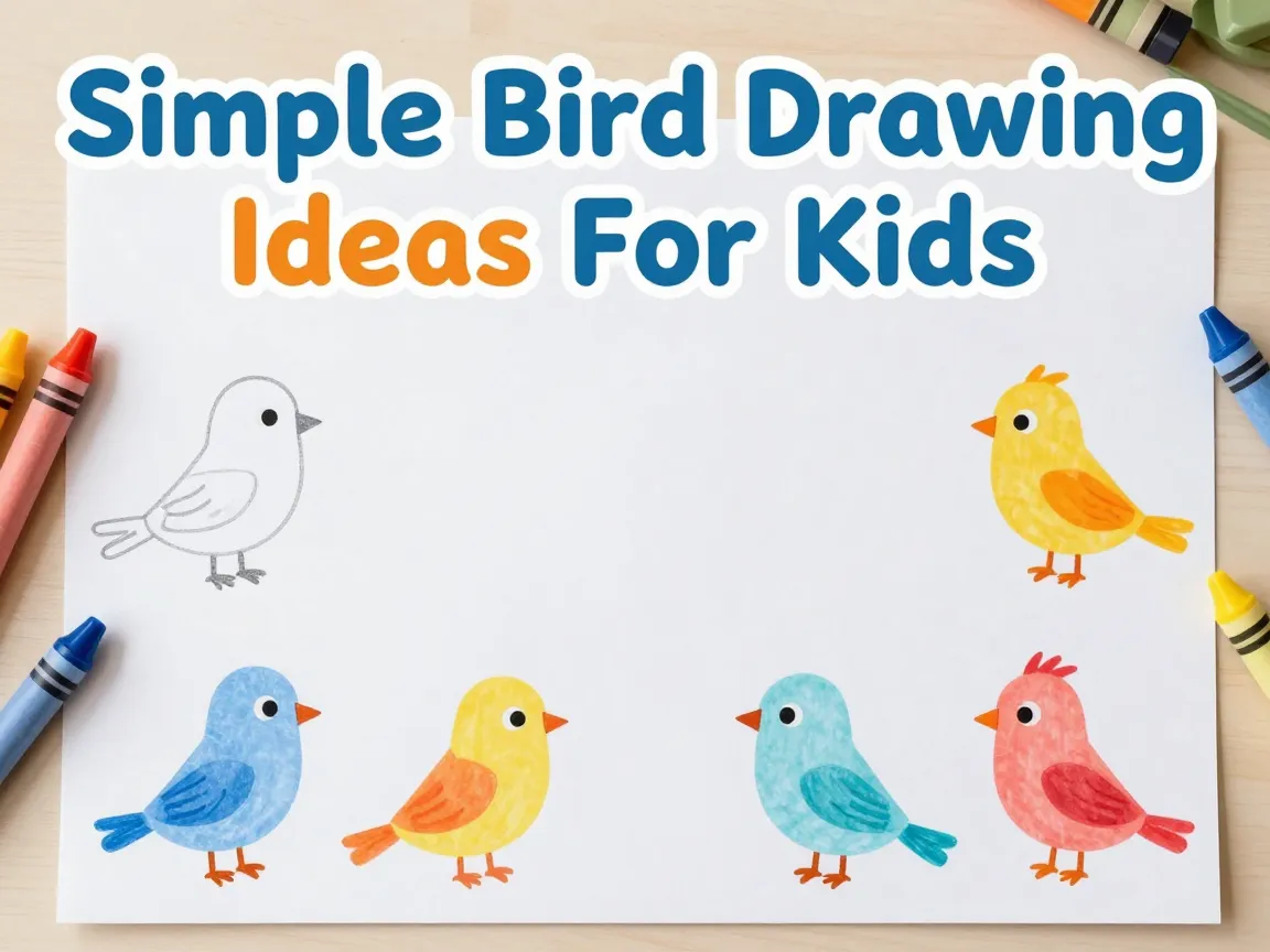 Simple bird drawing ideas for kids