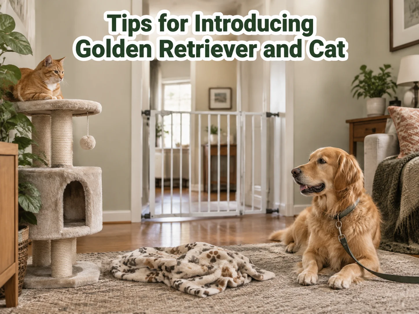 Tips for introducing golden retriever and cat