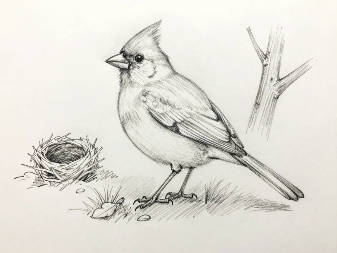 6 nature study bird with sketched habitat