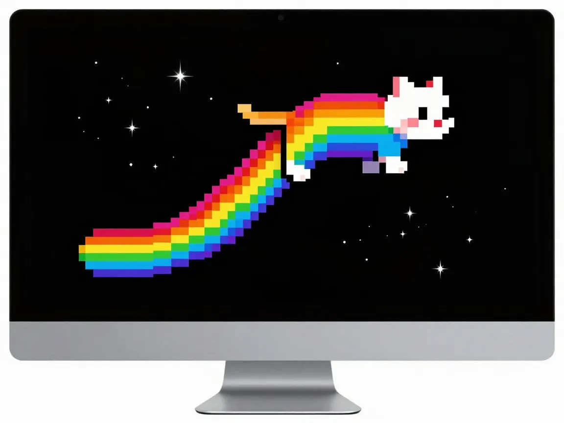 Classic rainbow trail nyan cat wallpaper