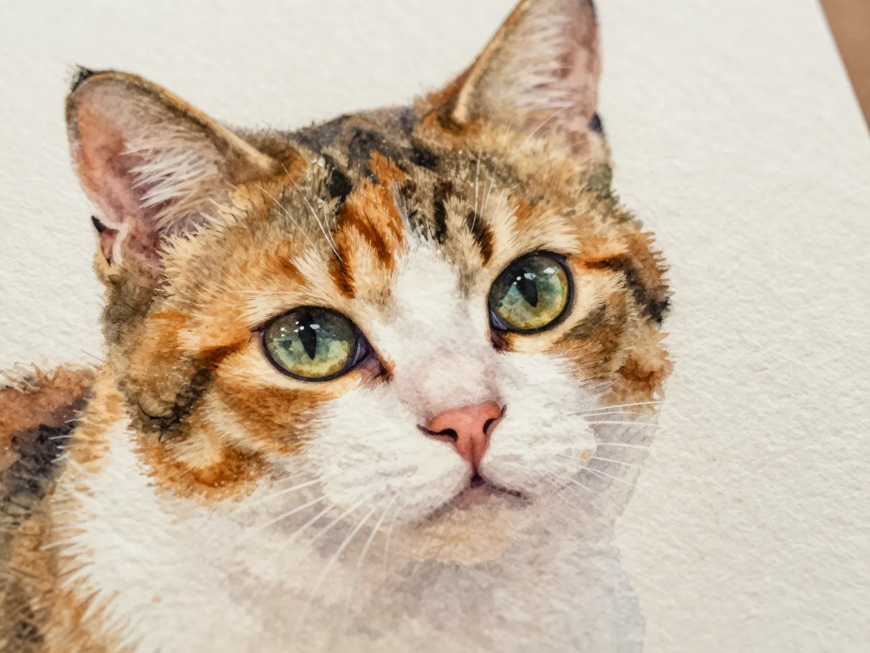 Watercolor and mixed media calico cat portraits