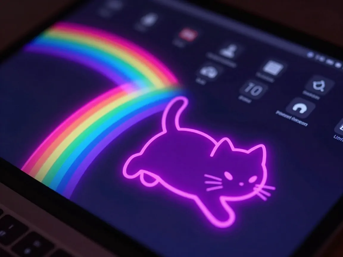 Neon cyber glow nyan cat wallpaper
