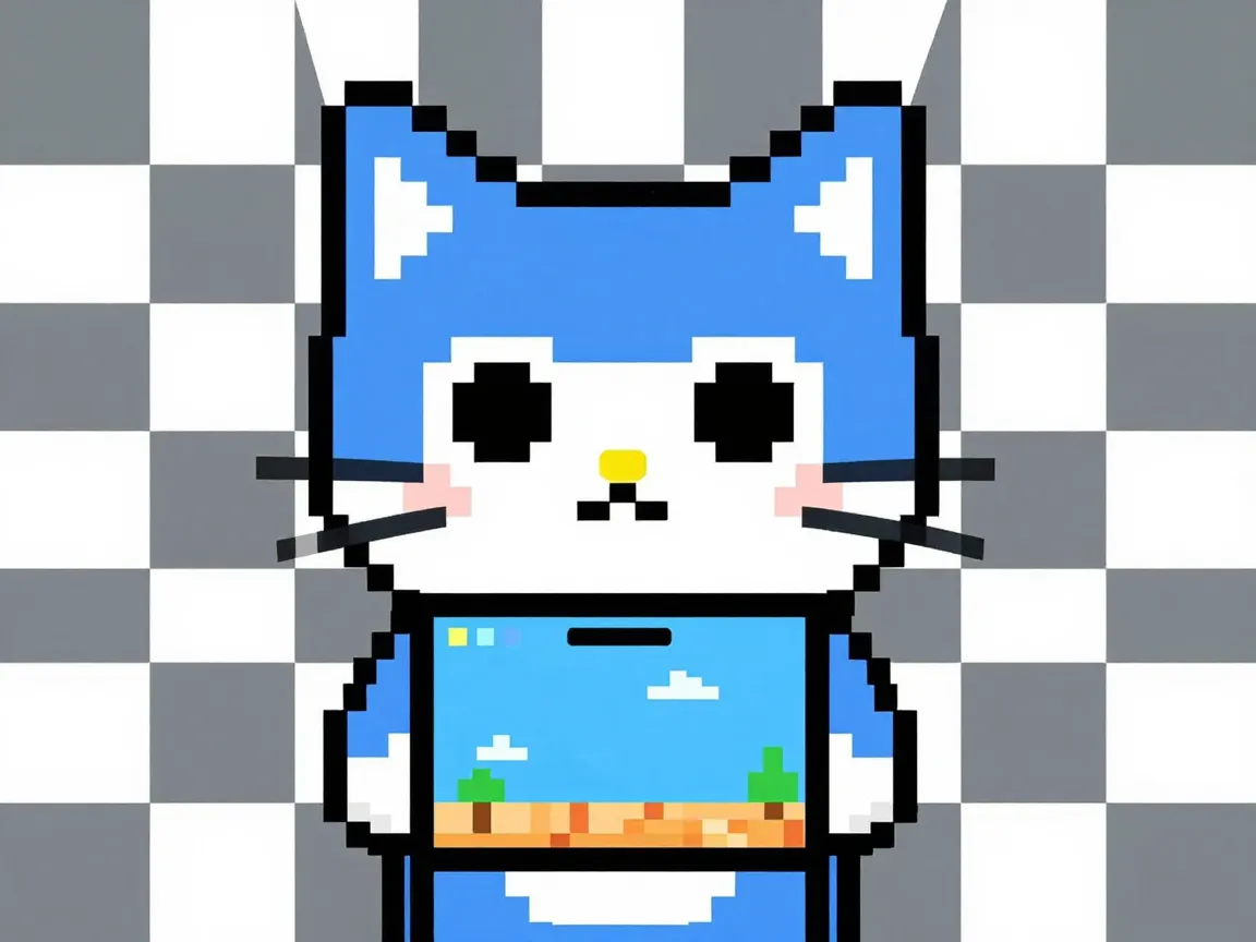 Retro pixel grid nyan cat wallpaper