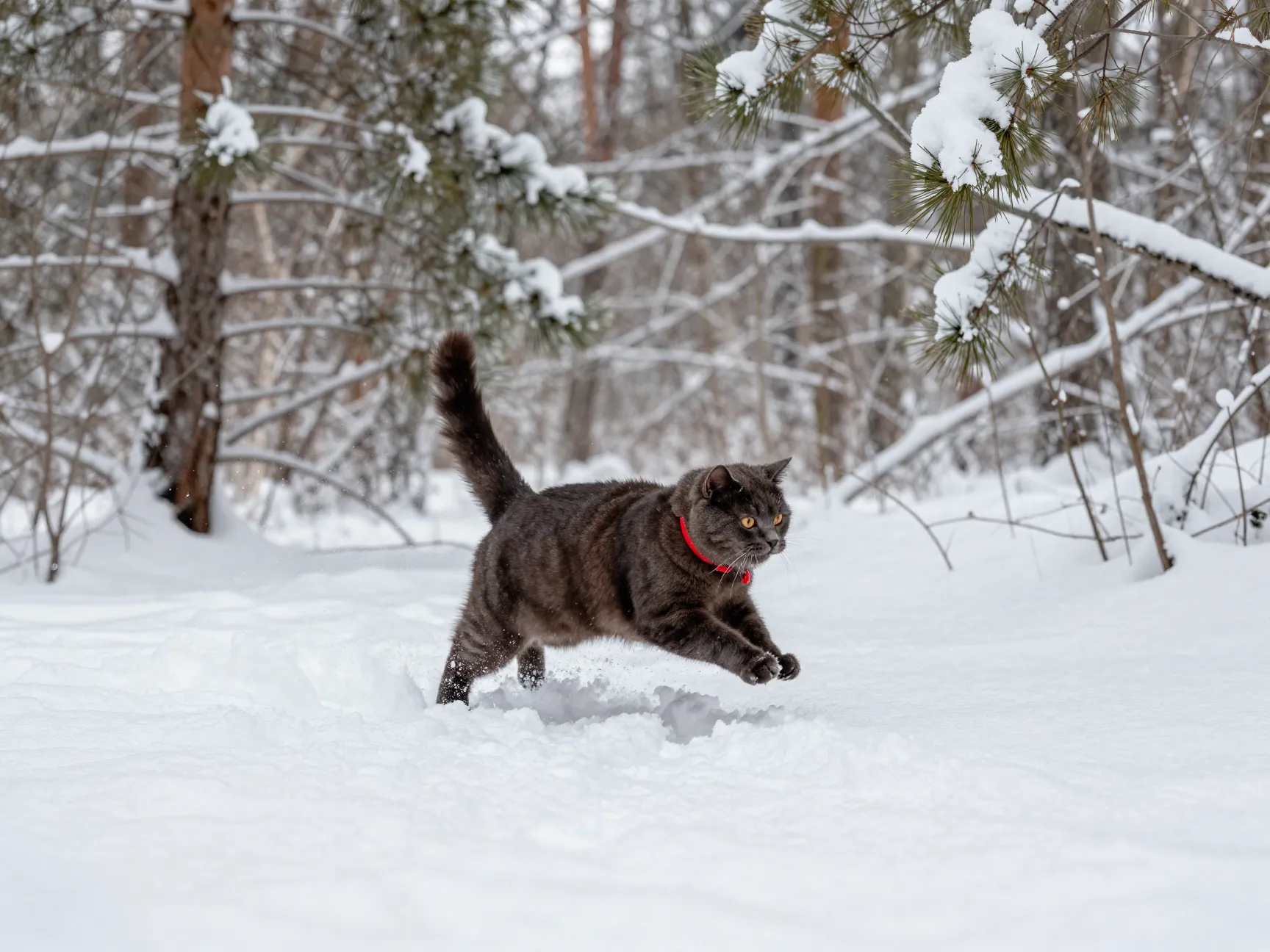 Snow play cat scene