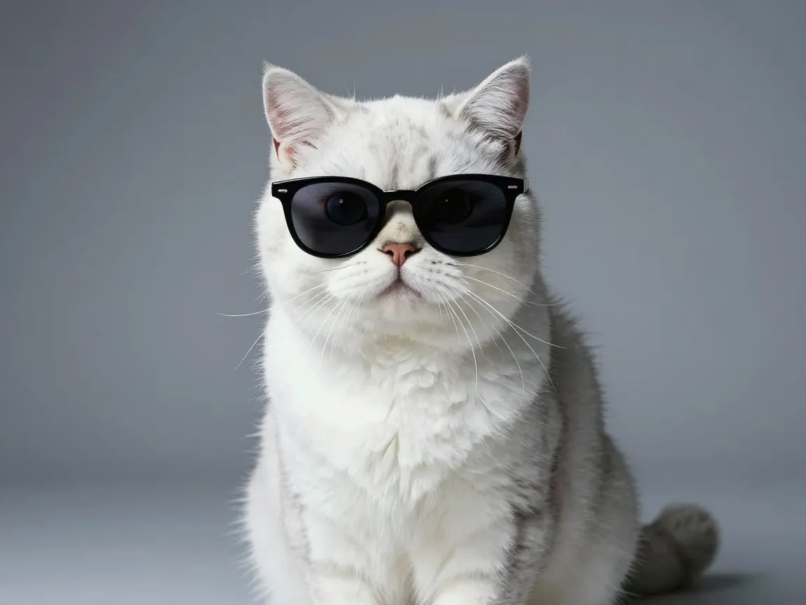 Vintage hipster sunglasses white cat