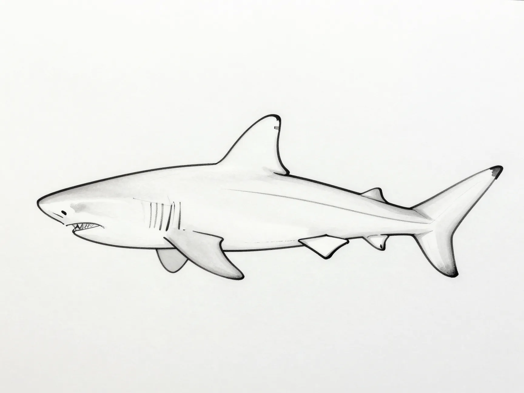 Refine the silhouette and major fins for anatomical accuracy