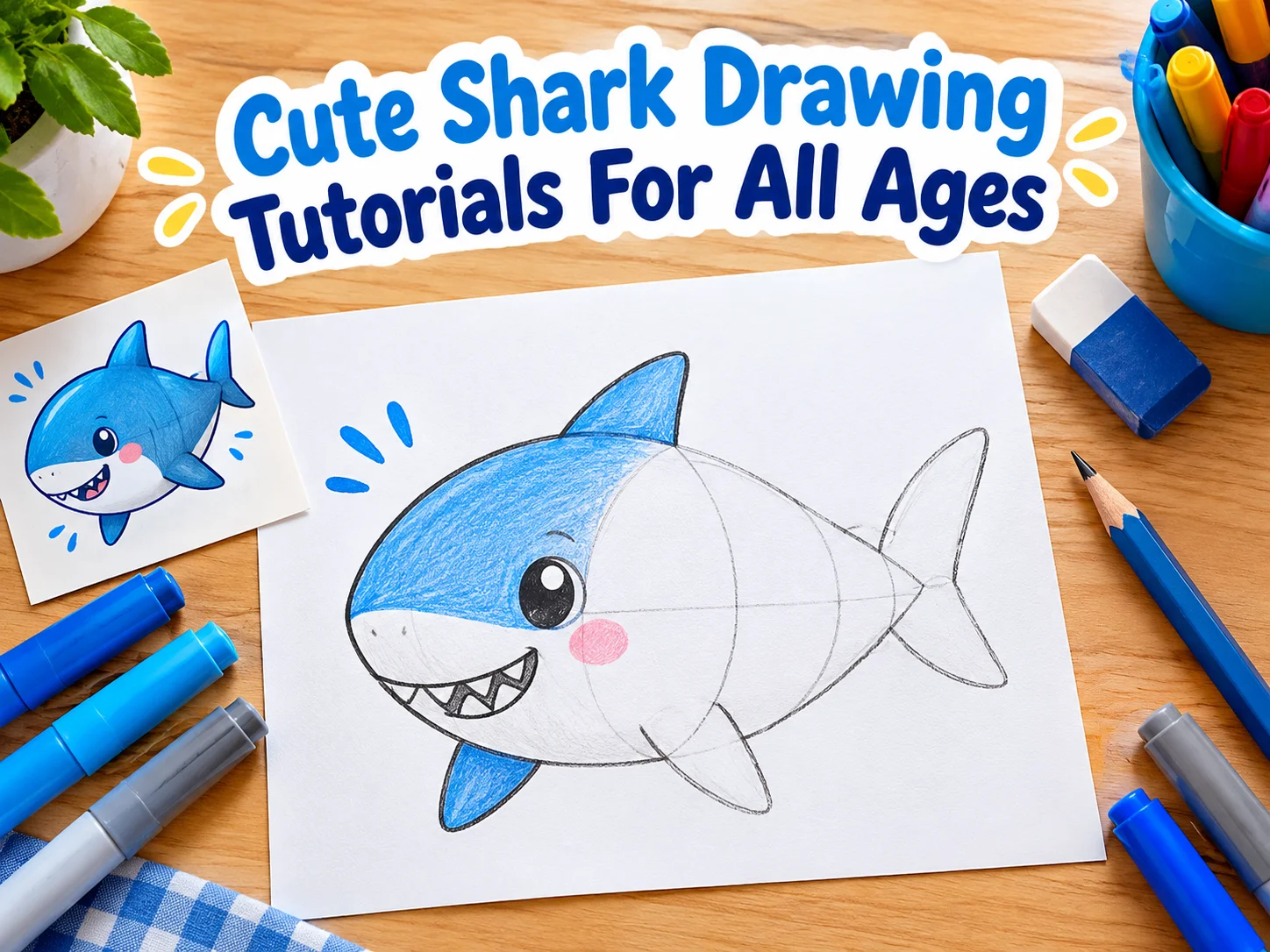 Cute shark drawing tutorials for all ages